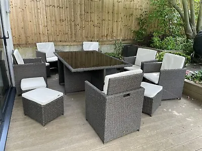 £74 • Buy Oceans Rattan Garden Patio Furniture Sets Used-cube 12 Seater Table And Chairs