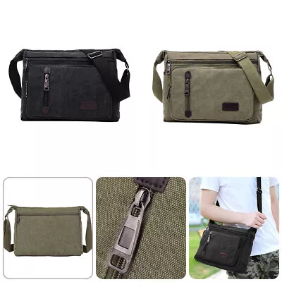 Canvas Shoulder Bag Vintage Army Military Style Haversack Work Tool Pocket Sacks • £12.45