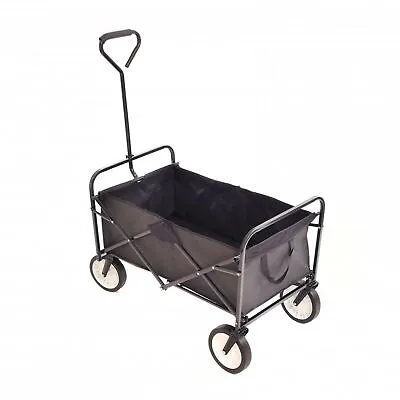 £54.99 • Buy NEW! Black Heavy Duty Foldable Garden Trolley Cart Wagon Truck Wheelbarrow