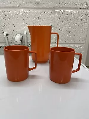 Vintage Retro ADDIS Orange Melamine Jug And Cups • £27.75