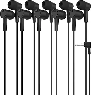 5 Pack Of BLACK 3.5mm In Ear Earbuds Headphones - Individually Wrapped - Bulk • $6.95