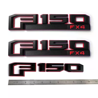 3x OEM Black F-150 Fx4 Emblem Fender 3D Logo For Fits F150 Tailgate Badge Red F • $44.97