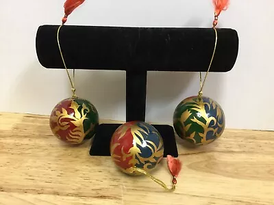 Vintage Italian Hand Painted Christmas Ornament In Original Box Set Of 3 • $29.99