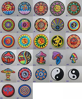 Om Magic Mushroom Yin Yang Iron-On Embroidered Patch For Clothing Heat Iron • $6.33
