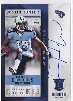 $5 • Buy 2013 Justin Hunter Contenders   Auto  RC     #216 (A1287)