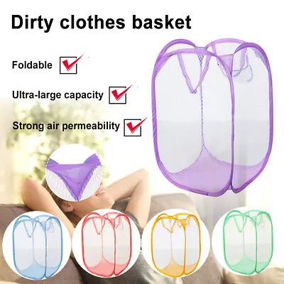 Laundry Bag Pop Up Mesh Washing Foldable Laundry Basket Bag Bin Hamper Storage • $7.59