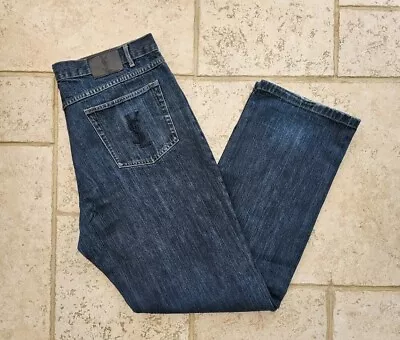 Yves Saint Laurent Vintage Jeans Men's W40 L34 Straight Leg 90's Indigo Dye YSL • £110