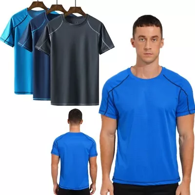 Men's Workout Athletic T-Shirt Quick Dry Muscle Fitness Shirts Breathable Tops • $11.77