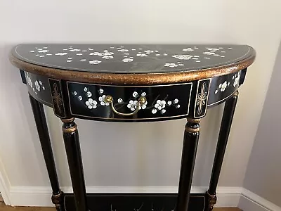 Black Blossom Half Moon Console Table With Drawer • £60