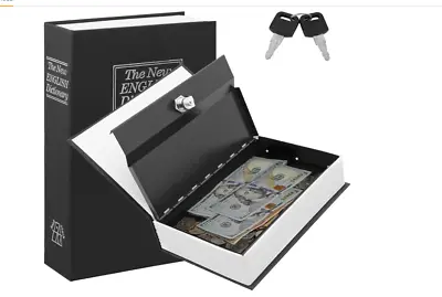 Safe Lock Box Book Vault Metal Fire Proof Secret Money Hidden Gun Cash With-Key • $19.99