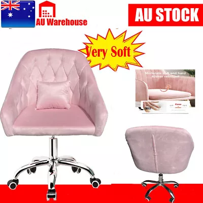 Velvet Office Chair Fabric Armchair Computer Swivel Study Adult Kids +Pillow • $99.45