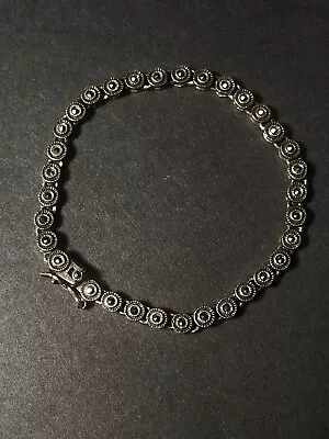 Sterling Silver ART DECO Marcasite Infinity 7  Tennis Bracelet - 11g • $23.50