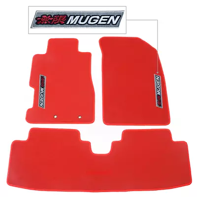 For 01-05 Honda Civic Floor Mats Carpets Red Nylon Front & Rear W/ White Mugen • $56.04
