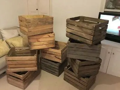 £249.95 • Buy APPLE CRATES - CHOOSE YOUR QTY - RUSTIC & VINTAGE Wooden Boxes - FREE Delivery