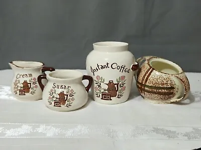 Vintage Inarco Japan Ceramic Co.Instant Coffee-Cream-Sugar Set 1970's • $40