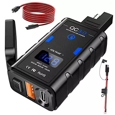  Motorcycle USB Charger Upgraded 6.4A Quick Charge 3.0 & Type C PD Dual Phone  • $37.02