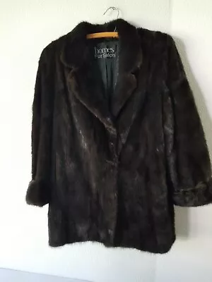 GORGEOUS REAL MINK COAT  FUR JACKET 3/4  SIZE M ? Dk Brown Shiny See Measurement • $150