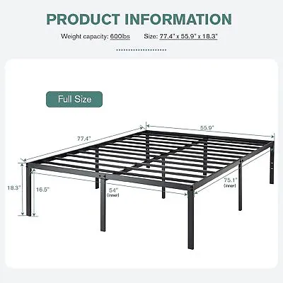 17 Inch Bed Frame Metal Platform Twin/Full/Queen/King Size Steel Slats Support • $94.99