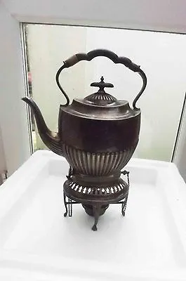 Superb Silverplated Victorian Tea Pot On Stand Original Burner By Walker & Hall • £195