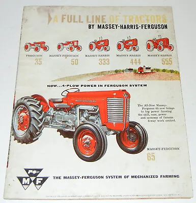 1958 Massey Harris Ferguson 35 50 65 333 444 555 Tractor Brochure • $24