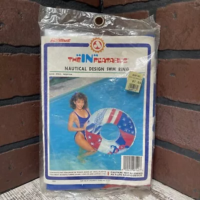 Vintage Inflatable Swim Ring Red White Blue Nautical Alvimar The Inflatables 36  • $25.50