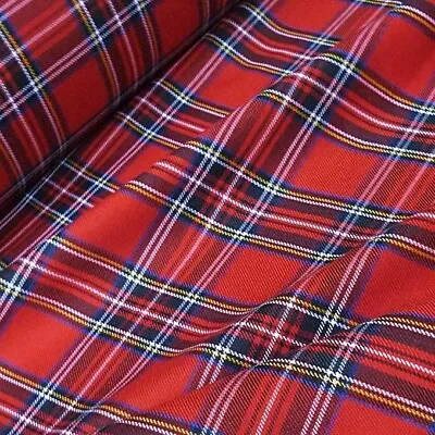 £5.99 • Buy Check Tartan Fabric Royal Stewart Pattern Polyviscose | 59  (150cm) Wide | Metre