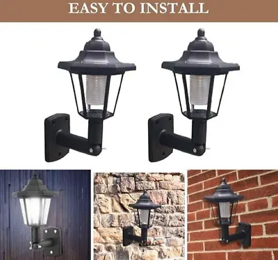 Wall Lanterns Solar Powered Set Of 2 Victorian Style Garden Security Lights Wall • £10.99