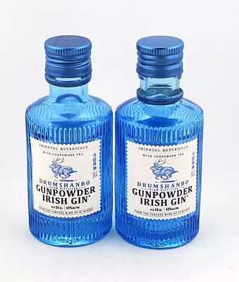 2 EMPTY 50ml GUNPOWDER IRISH GIN Mini Whiskey GLASS Bottles For Crafts Display • $8.99