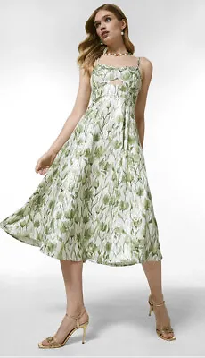 Karen Millen - Pine Flower Woven Strappy Midi Dress - Size 14 • £49.90