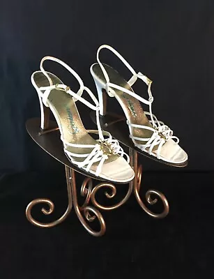 White Strappy High Heeled Sandals Galano 8 S (# 7562) • $15