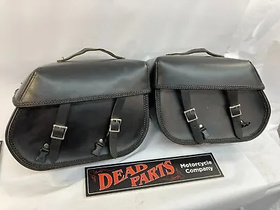 Harley Spider's Den 2 Buckle Vintage Leather Saddlebags Bags Sportster Softail • $225