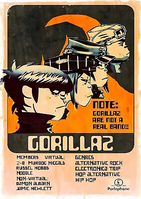 Gorillaz Music Gig Concert Poster Classic Retro Rock Vintage  Art Print • £4.99