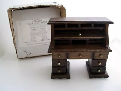 Vintage Dollhouse 1:12 Concord Miniature Rolltop Desk Wood Old Stock NEW In Box  • $11.99