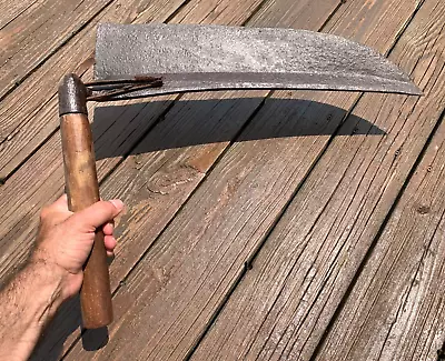 Primiitive Antique Extra Large Scythe Cutting Farm Tool 20  Blade Wood Handle • $125