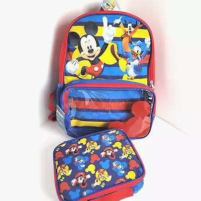 NEW Disney Mickey Mouse BACKPACK & LUNCH BAG SET Roadster Racers School Book Bag • £16.04