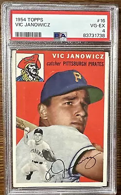 1954 TOPPS  # 16  VIC JANOWICZ  Pittsburgh Pirates  PSA 4 VG-EX 💥⚾ • $29