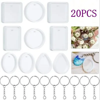 £5.97 • Buy 20PCS Resin Mold DIY Keychain Pendant Casting Silicone Mould Kit With Keyrings