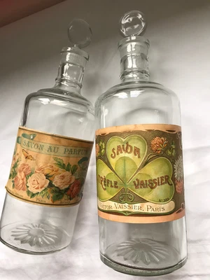 £18 • Buy Two Vintage Glass Apothecary Perfumery Bottles With Stoppers , Salon Display?