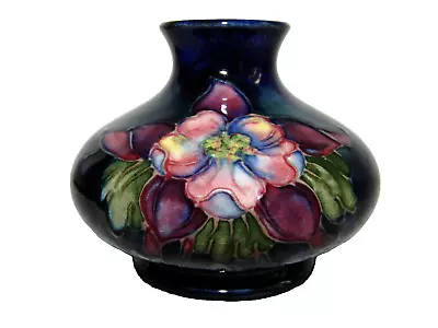 Moorcroft Orchid Design Dark Blue Background 1940's Vase Made In England • $125