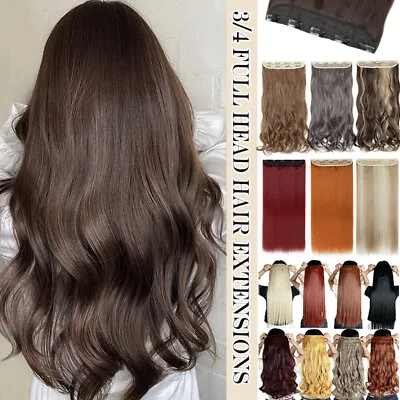 $13.49 • Buy One Piece 100% Natural Clip In As Human Hair Extensions Full Head Highlight US