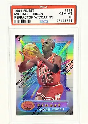 📈 Psa 10 Refractor Michael Jordan 📈 1994-95 Finest #331 Gem Mint W/coating • $7989.89