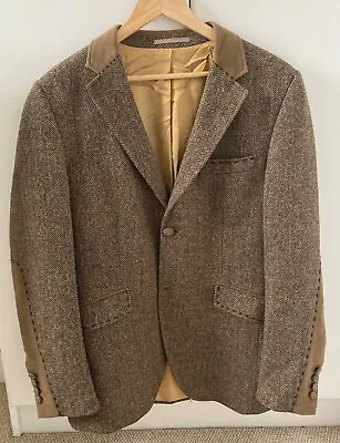 £79 • Buy Holland Esquire Blazer Suit Jacket Wool Mens 40 Herringbone With Orange Accents