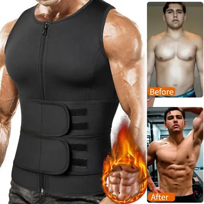 Men Corset Waist Trainer Tank Workout Shirt Sauna Suit Neoprene Vest Body Shaper • $17.79