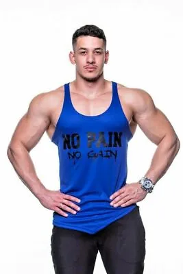 £9.99 • Buy Mens Bodybuilding Gym Training Vest Beach Wear Tank Top Cool Blue Mesh Stringer 