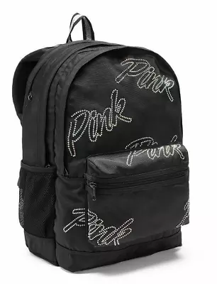 Nwt Pink Victoria's Secret Black Bling Backpack School Campus Laptop Book Bag • $47.95