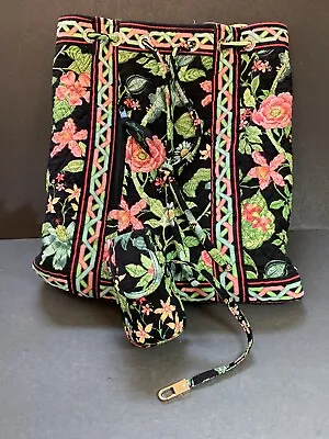 Vera Bradley Botanica Drawstring Backpack Backsack Phone Case 2007 Made In Usa • $20