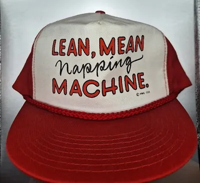 Vintage 1970s Snapback Trucker Hat Lean Mean Napping Machine Red White Orig Tag! • $29.99