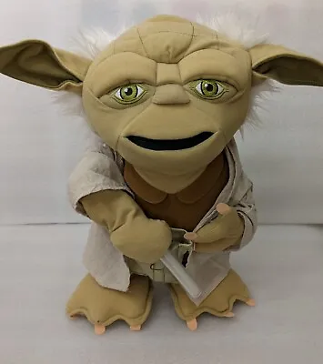 Yoda Star Wars Battery Operated Toy Talking Moving Light Sabre 37cm High 4AA VGC • £7