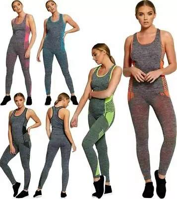 Ladies Gym Wear Womens Sports Fitness Workout Yoga Suit Vest Top Leggings Set • $8.44