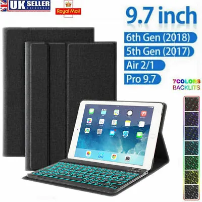 £18.90 • Buy UK Backlit Keyboard With Smart Case For IPad 6th Gen 5th Gen 2018 9.7 Air 1 2
